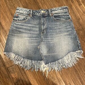 We The Free Denim Frayed Mini Skirt